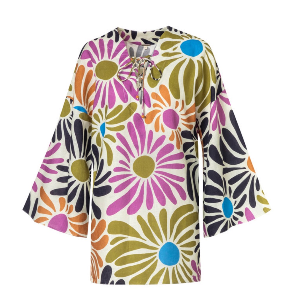 Cala De La Cruz***Floral Multicolor Kimono Tunic***Xl $545